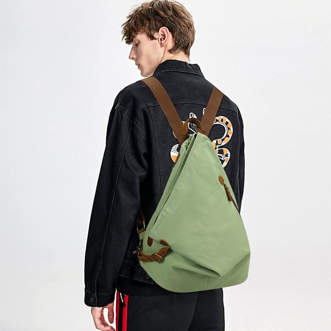 KL928 Canvas Vintage Backpack – Large Casual Daypack Outdoor Travel Rucksack - Image 8
