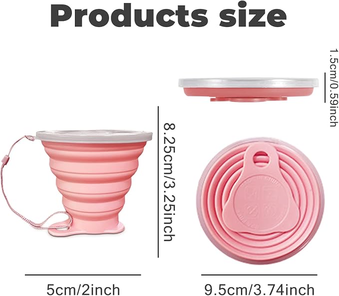 Silicone Collapsible Cups for Camping Travel, Small Portable Backpacking - Image 2