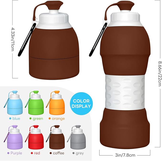 Collapsible Lightweight 20oz Water Bottle, Food-Grade Silicone BPA Free - Image 6
