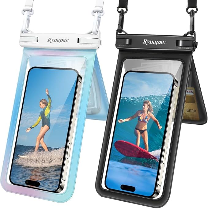 Rynapac IPX8 Waterproof Phone Pouch 2 Pack, Double Space Waterproof Phone Case by Rynapac