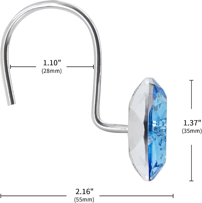 MitoVilla Blue Shower Curtain Hooks Rings, Metal Shower Hooks - Image 5