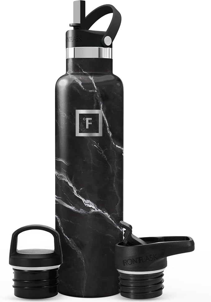 IRON °FLASK Camping & Hiking Hydration Flask - 24 oz Black Marquina by IronFlask