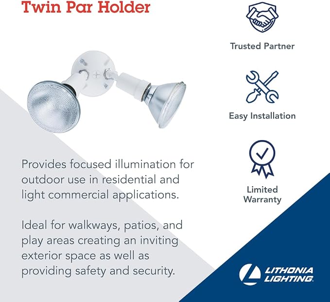 Lithonia Lighting Outdoor Flood Light Fixture, Adjustable Twin Par Flood Light - Image 2