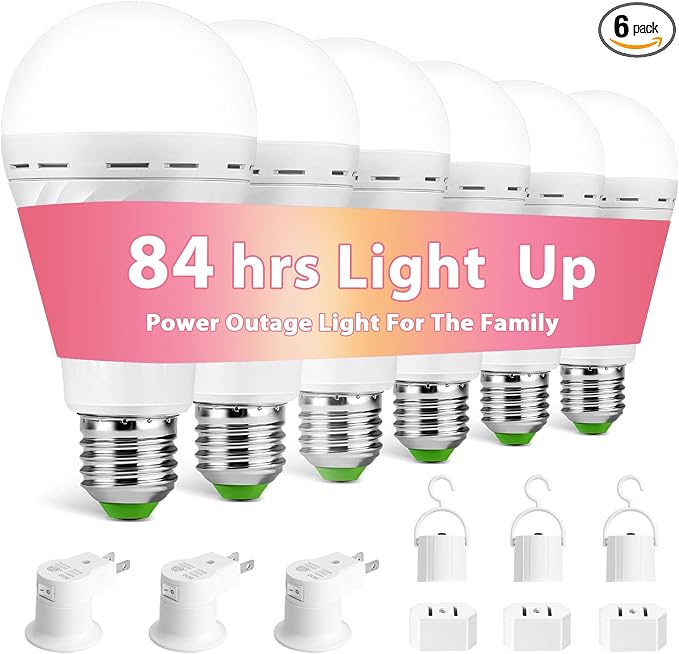 Emergency Rechargeable Light Bulbs, Battery Powered LED Light Bulb Daylight E26 by SORHELIDKO