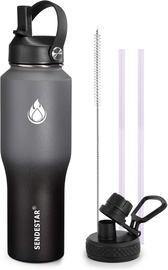 SENDESTAR Water Bottle 32oz, Wide Mouth Stainless Steel Vacuum Insulated Double by Sendestar