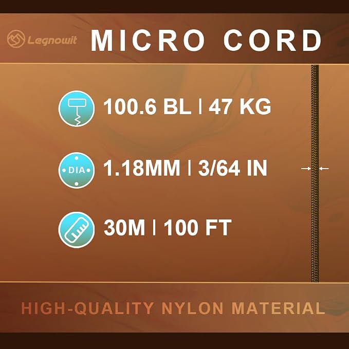 Micro Paracord, 1.18mm x 100ft Thin Mini Utility Braided Small Paracord - Image 2