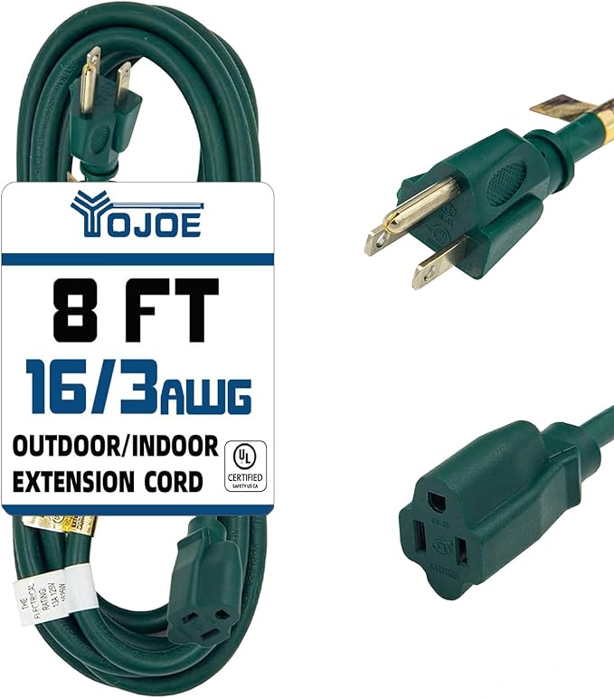 YOJOE Indoor Outdoor Extension Cord, 3 Prong 13A Weatherproof Power Cord by YOJOE
