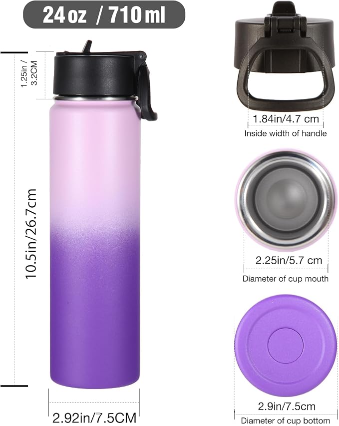Volhoply 24oz Insulated Water Bottle - Image 2