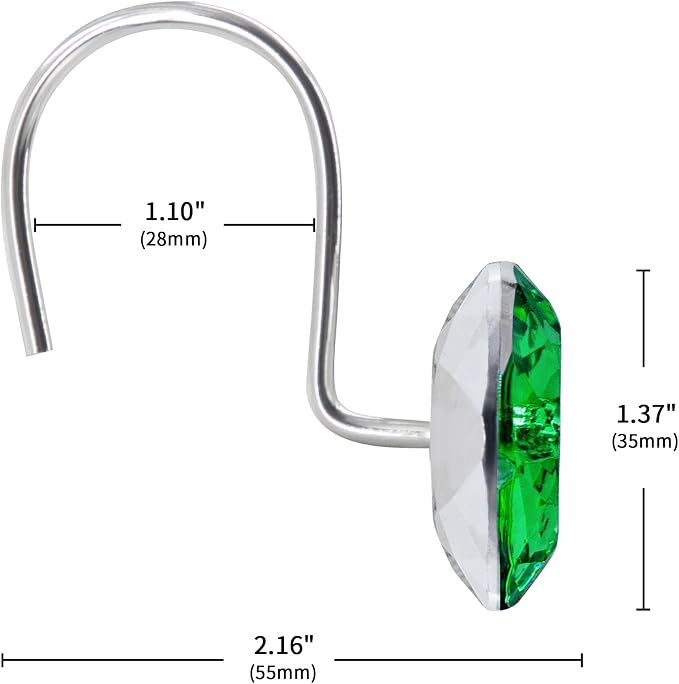 MitoVilla Green Shower Curtain Hooks Rings, Metal Shower Hooks - Image 5