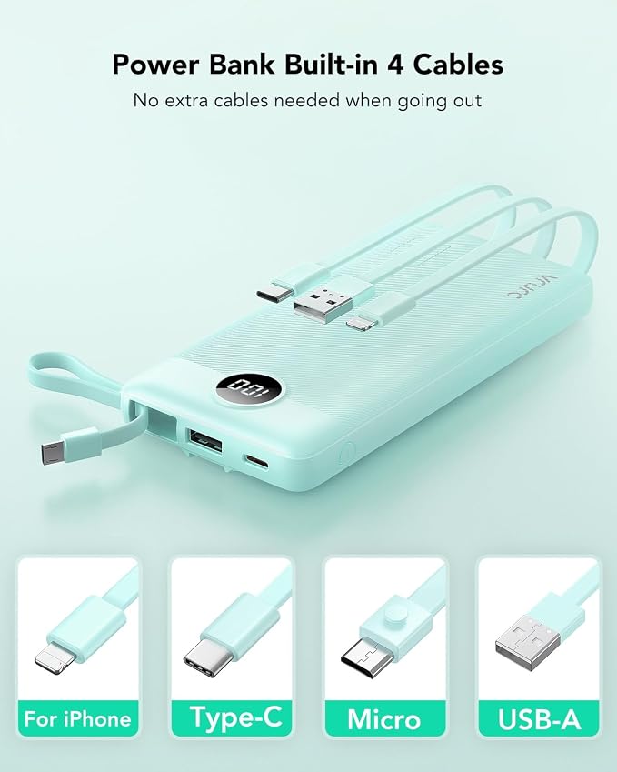 VRURC Portable Charger for iPhone, Compact Travel Power Bank 10000mAh, USB C - Image 2