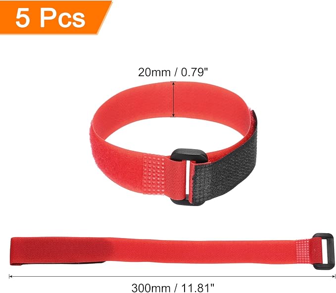 MECCANIXITY 5Pcs Reusable Battery Tie Down Straps, 0.8x12" Red Nylon - Image 2