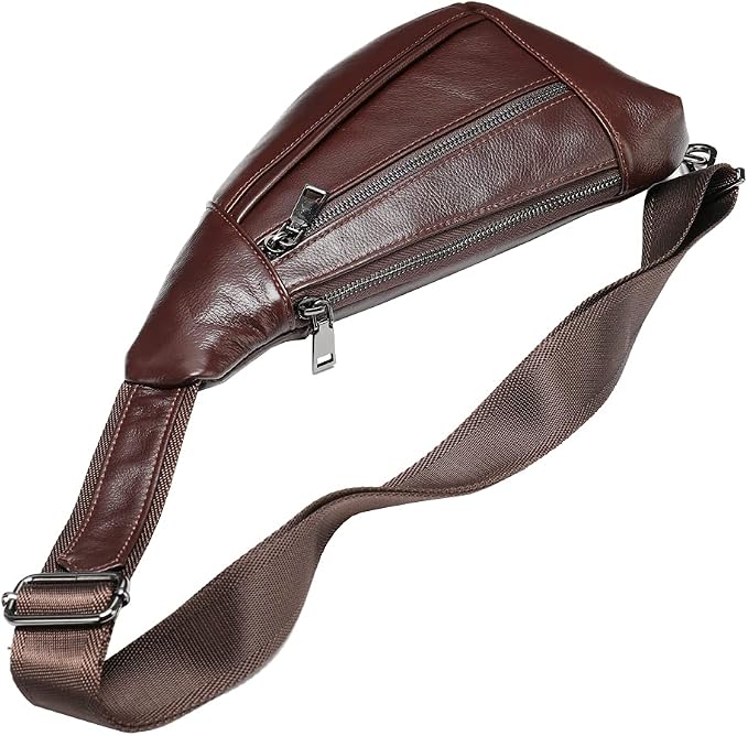 Leather Crossbody Sling Bag for Men Women Single Shoulder Chest Pack Backpack - Image 5