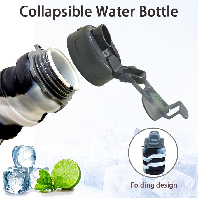 Silicone Collapsible Water Bottles, 16oz Portable Foldable Expandable Water - Image 4