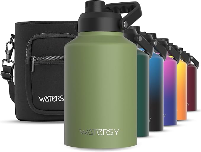 WATERSY 1 Gallon Water Bottle Insulated, BPA Free&Leak Proof, 128oz Stainless by Watersy