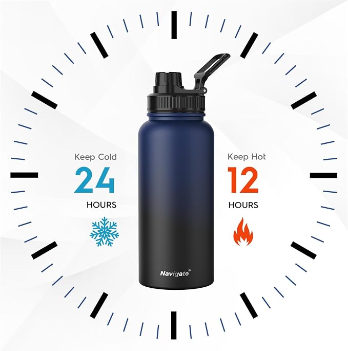 Navigate 32 oz Stainless Steel Insulated Water Bottle, Double Walled Leak Proof - Image 2