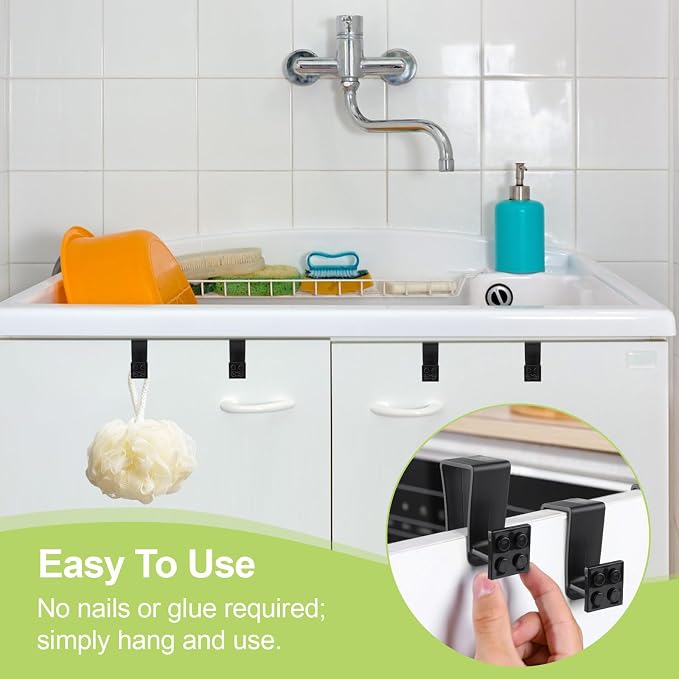 6Pcs Over Cabinet Door Hooks Plastic Over The Door Single Hook Space-Saving - Image 5