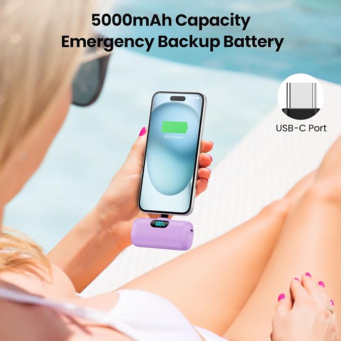 Mini Portable Charger USB C Power Bank, Upgraded 5000mAh PD Fast Charging - Image 7