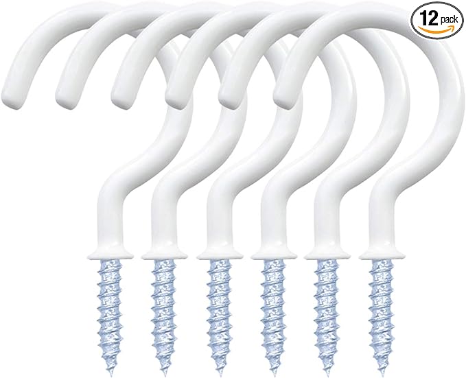 12 Pack Vinyl Coated Ceiling Hooks, Screw-in Mug Hooks by yuntop