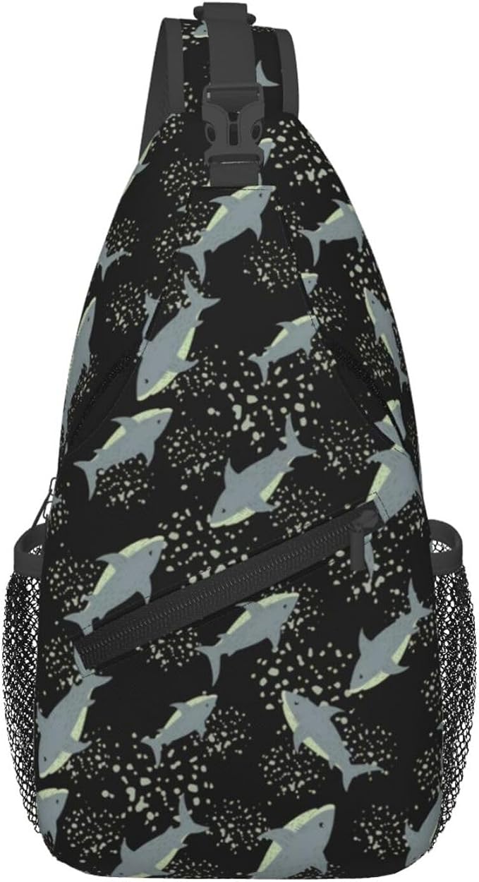 Sea Shark Sling Bag For Women Men Cute Shark Pattern Backpack Crossbody by Unknown