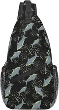 Sea Shark Sling Bag For Women Men Cute Shark Pattern Backpack Crossbody by Unknown