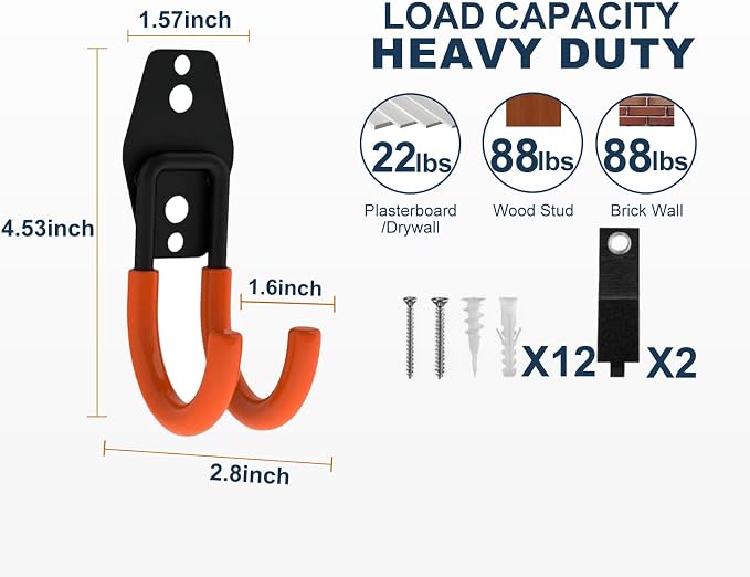 Garage Hooks Heavy Duty, 6 Pack Small Round Steel Garage Storage Hooks - Image 2