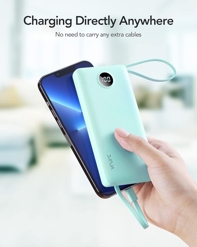 VRURC Portable Charger for iPhone, Compact Travel Power Bank 10000mAh, USB C - Image 8