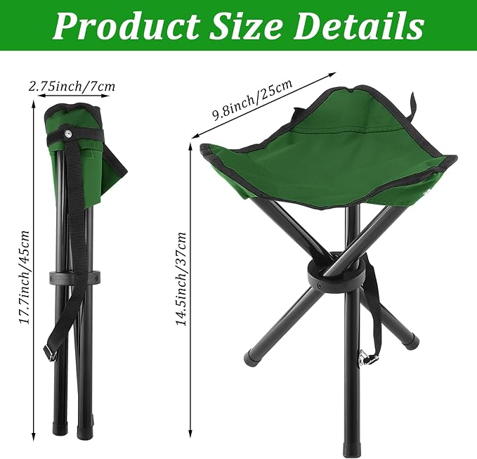 Folding Camping Stool, Portable Travel Outdoor Tripod Seat - Image 2