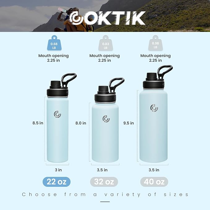 Sports Water Bottle 22oz, Insulated Water Bottle - Image 2