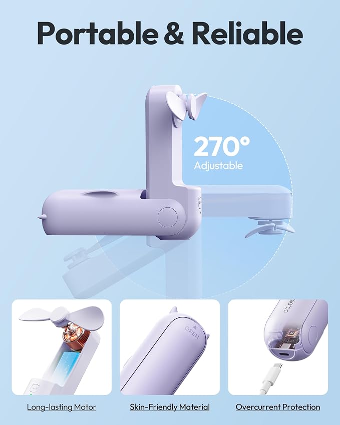 Gaiatop Portable Handheld Fan, 3 in 1 Mini Fan Handheld, Foldable Personal Fans - Image 5