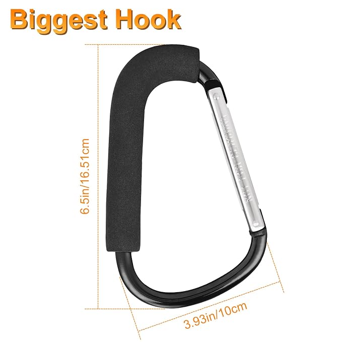 2 Pack Stroller Hooks, 6.3" Large Stroller Clips, Stroller Hook - Image 4