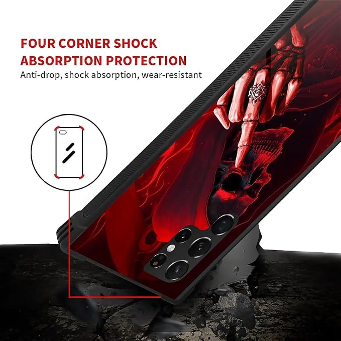 for Samsung Galaxy S22 Ultra Case, Gestures Funny Skull Pattern Graphic Design - Image 4