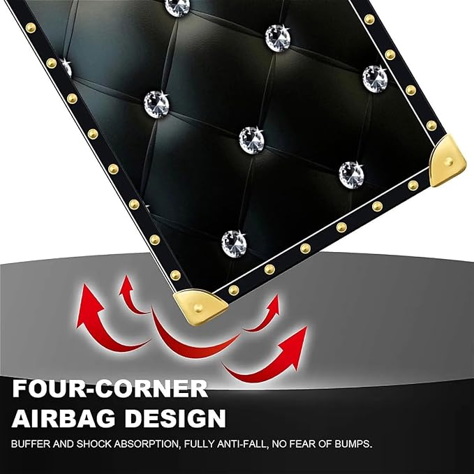 Compatible with iPhone 16 Pro Max Case, Shiny Black Sofa Crystal Luxury Golden - Image 7