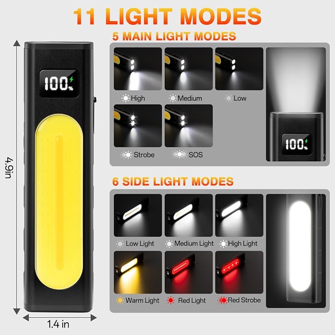 Rechargeable Flashlights High Lumens 1800, Flat EDC Flashlight Rechargeable - Image 3
