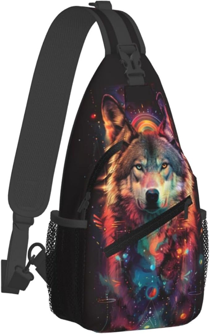 Wolf Sling Bag For Women Men Fashion Wolf Print Backpack Crossbody Shoulder Bag - Image 2