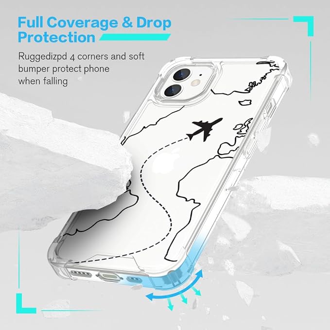 FANXI Minimalist Airplane Travel Map Phone Case Compatible - Image 2