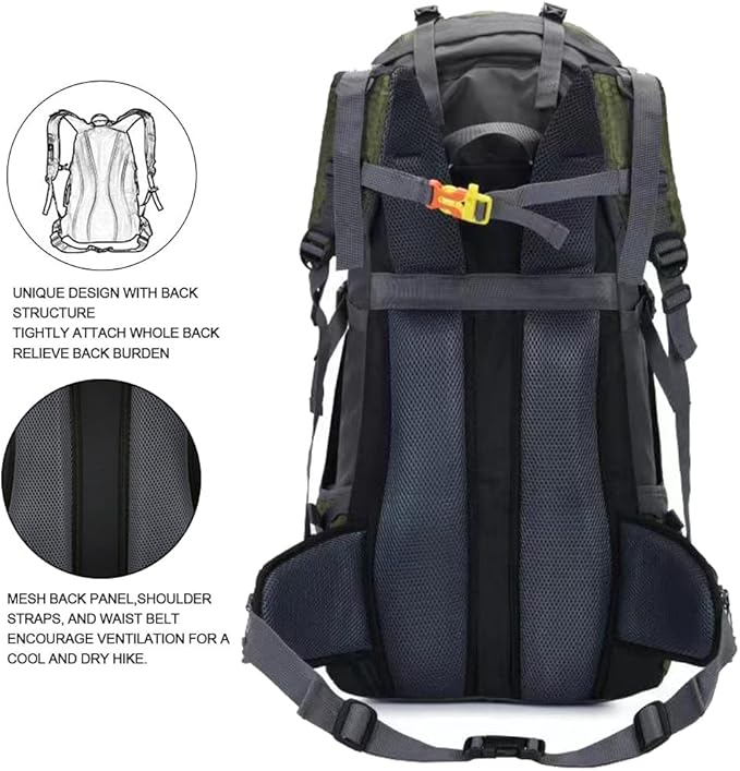 Bseash 60L Waterproof Hiking Camping Backpack - Image 6
