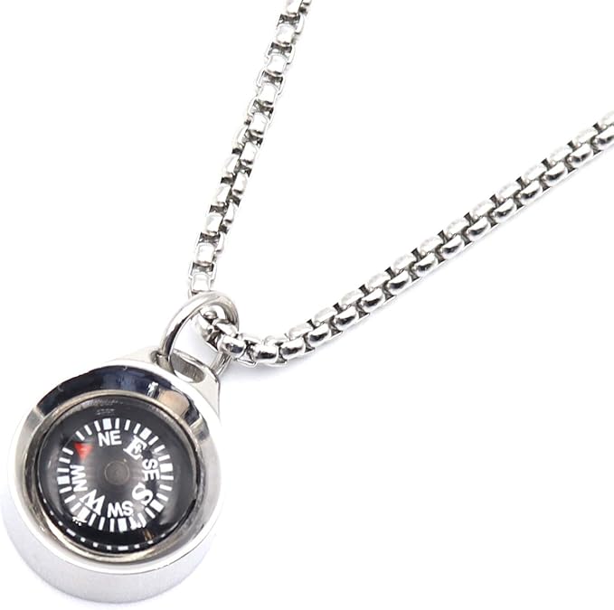 Engraved Compass Necklace, Navigation Compass Necklace by DETUCK
