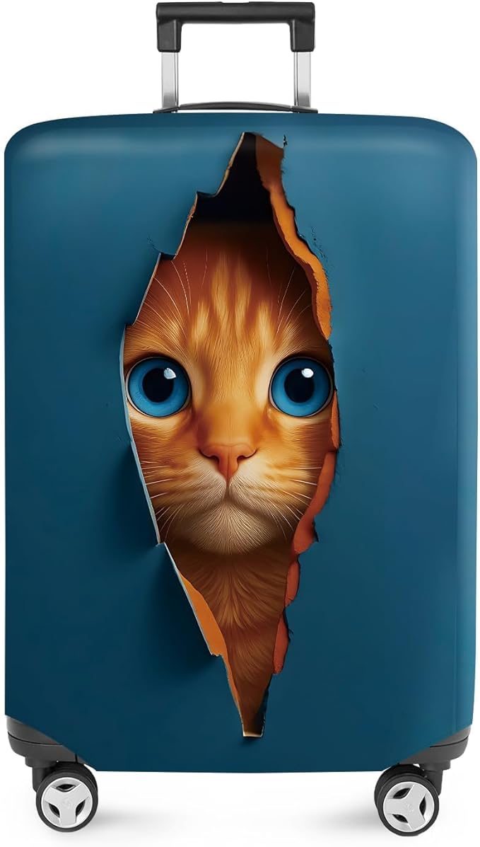 ANNA QUEEN 3D Cat Face Luggage Cover, Cute Peek Cat Suitcase Protector by ANNAQUEEN