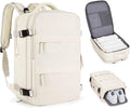 Beige Large Travel Backpack For Women Men Airline Approved Personal Item by coofay