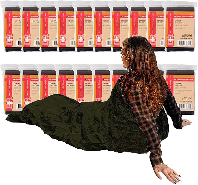 Ever Ready First Aid Mylar Rescue Blanket, Large Olive Thermal Sheet by EverReadyFirstAid