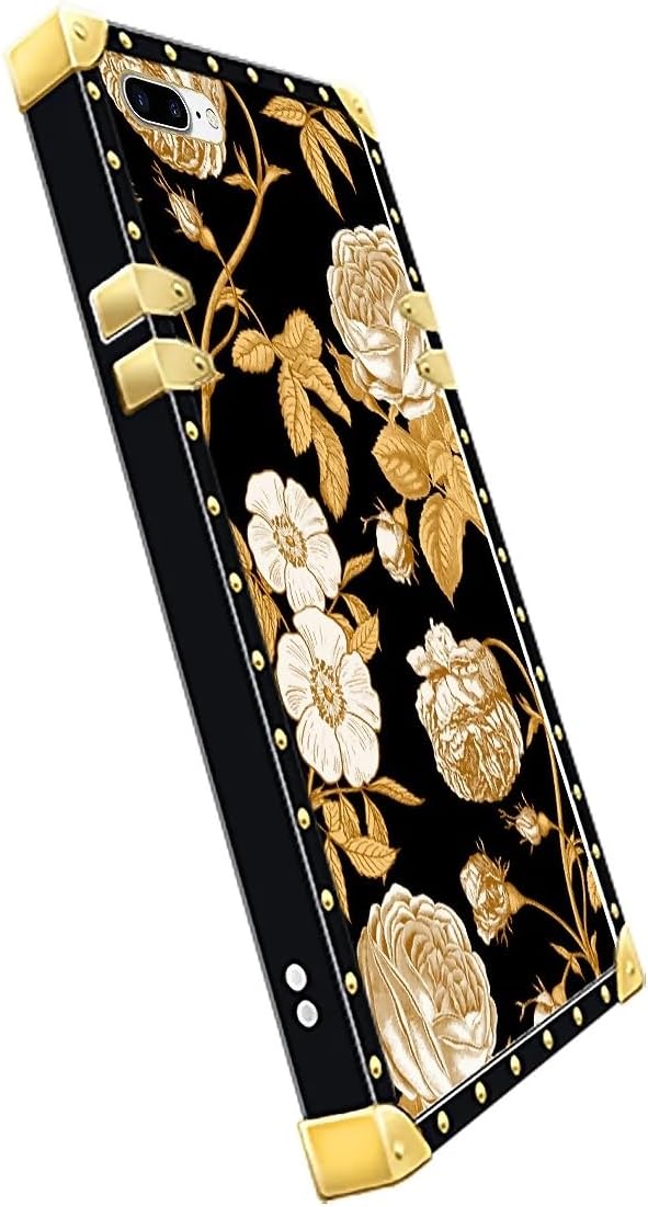 Compatible with iPhone 8 Plus 7 Plus Case, Blooming Rose Golden Flower Luxury - Image 4