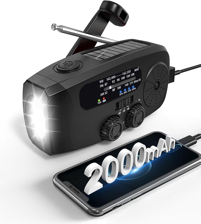Emergency Hand Crank Radio Emgykit - 2000mAh/7400mWh AM/FM/NOAA Solar Hand by EMGYKIT