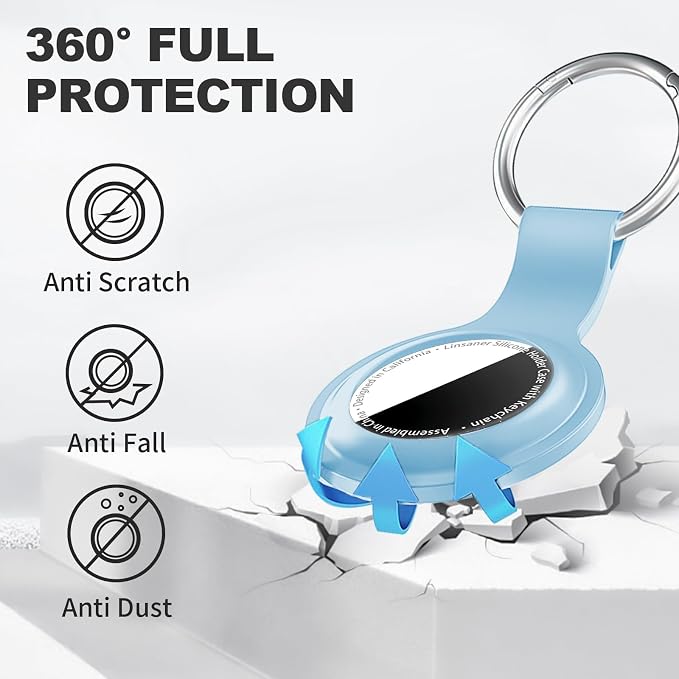 Linsaner Holder for AirTag 2nd Gen & 1st Gen, Silicone Case Keychain Key Ring - Image 3