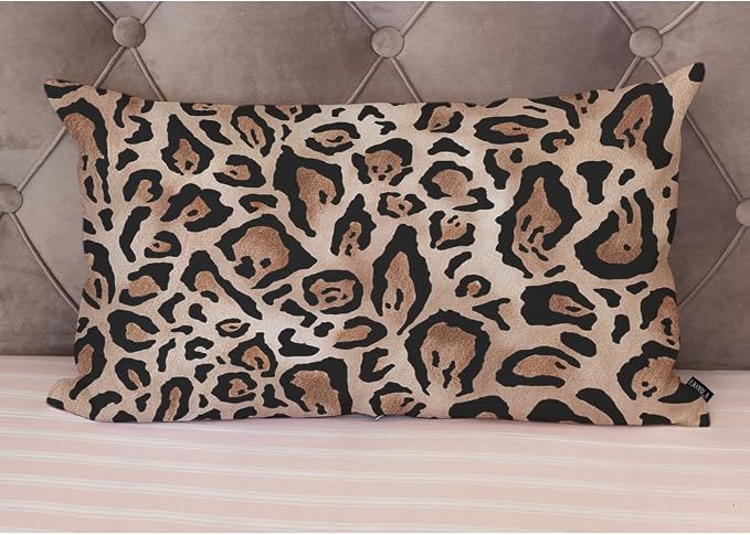 EKOBLA 12"x20" Throw Pillow Cover Leopard Skin Real Jaguar Print Abstract Brown - Image 3