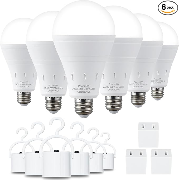 DEBAOBULB6 Pack Rechargeable Emergency Light Bulbs, Battery Powered LED Light by DEBAOBULB