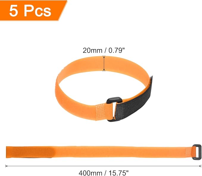 MECCANIXITY 5Pcs Reusable Battery Tie Down Straps, 0.8x16" Orange Nylon - Image 2