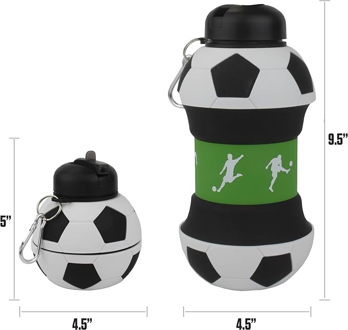 Maccabi Art Clip-On Collapsible 1 Liter, 34 oz. size BPA-Free Silicone Soccer - Image 2