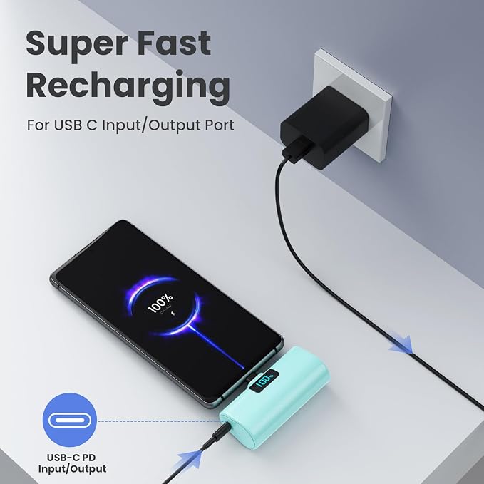 Mini Portable Charger USB C Power Bank, Upgraded 5500mAh PD Fast Charging - Image 2