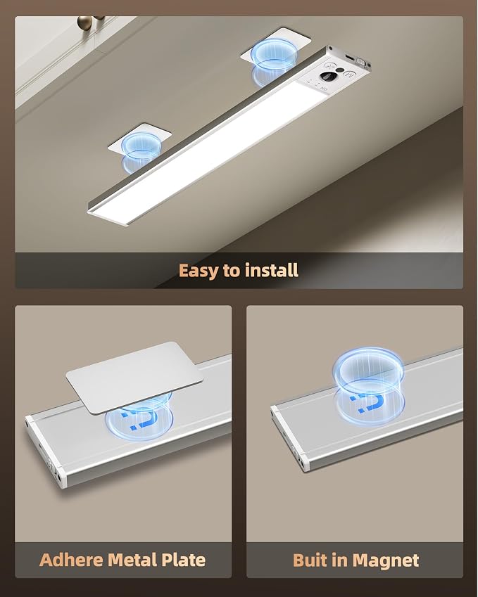 EZVALO 12-inch Under Cabinet Lighting, 3200mAh Rechargeable Motion Sensor Light - Image 8