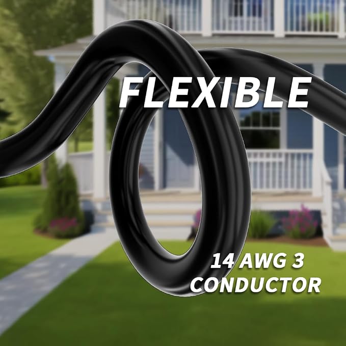 PlugSaf 14/3 Gauge Black Outdoor Extension Cord 25 ft Waterproof - Image 2